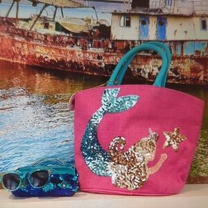 Mud Pie Pink and Teal Mermaid Sequin Bag